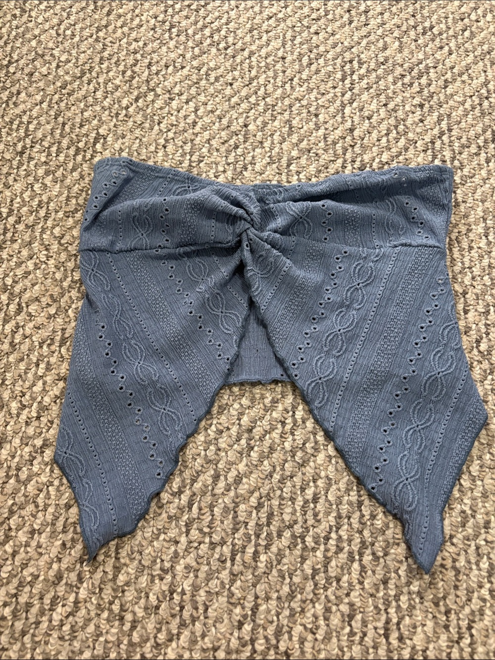 Knit Twist Front Tube Top - Slate Blue
